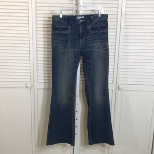 Free People Pocket Front Raw Hem Flared Jeans Size 29